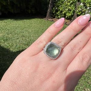 David Yurman Albion Ring Prasiolite Stone/Diamonds